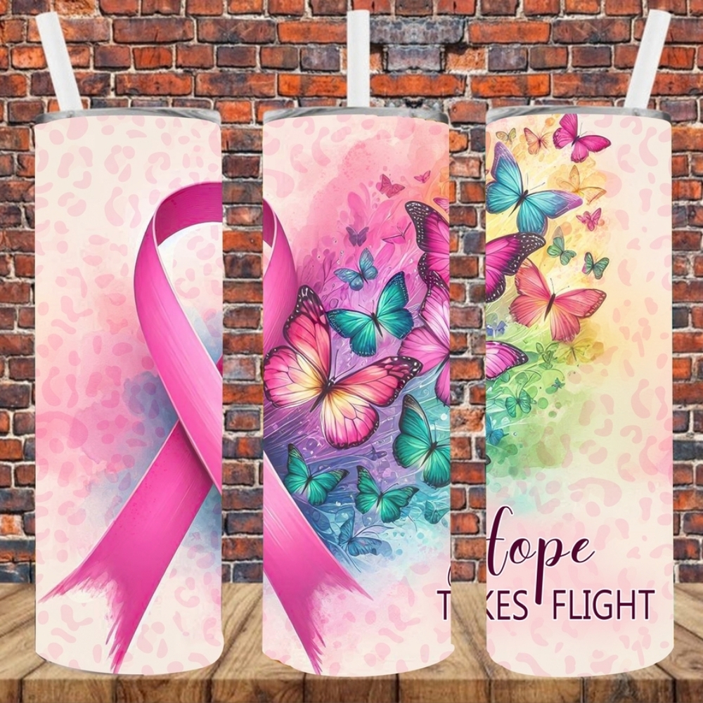 Sublimation Butterfly  Tumbler - Pink, Blue, Green